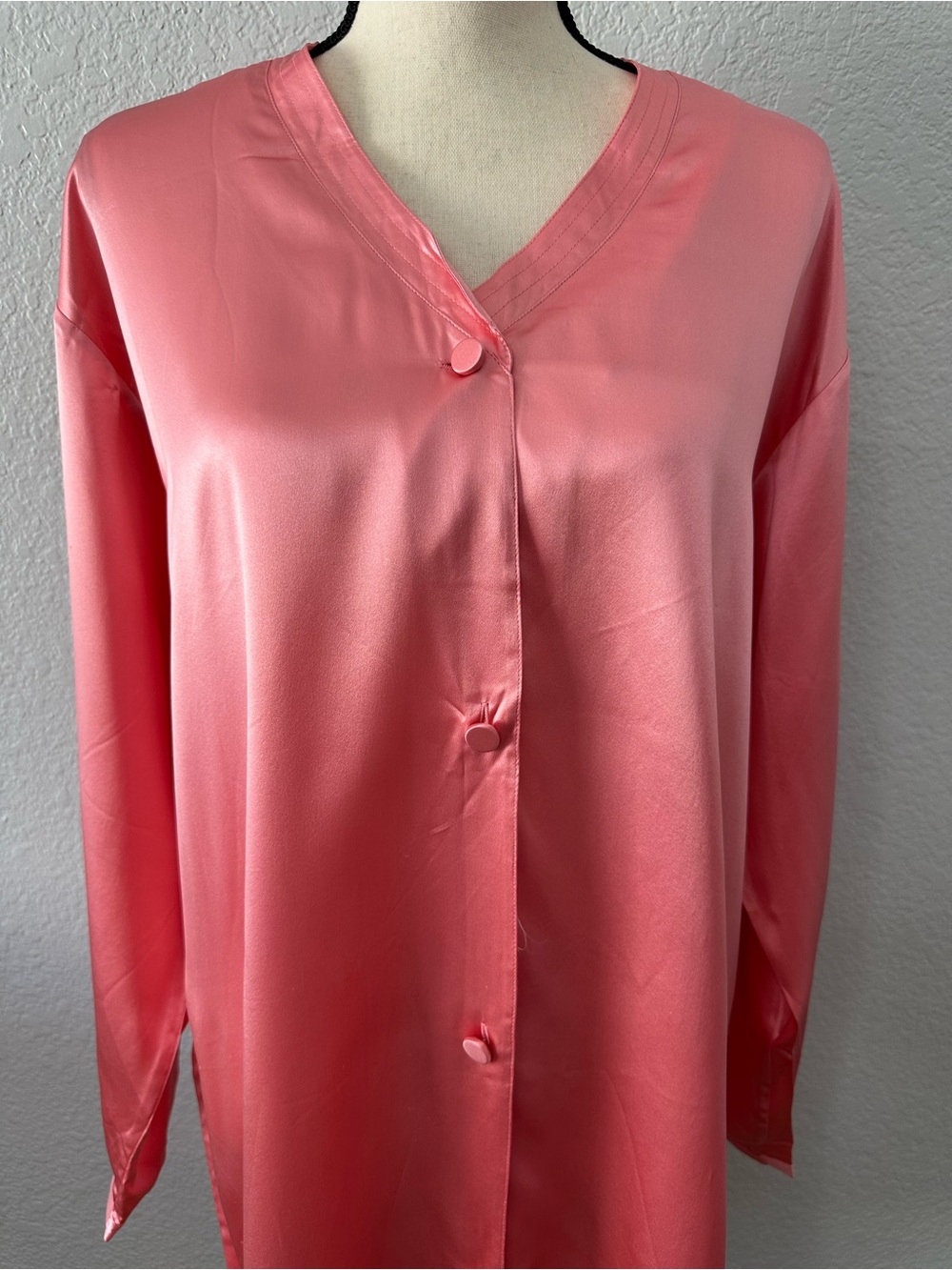Vintage Victoria’s Secret Gold Label Silk Nightshirt Coral Pink Size L 90’s - Picture 2 of 14